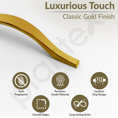 Plantex Cabinet Handle/128mm Handle for Drawer/Wardrobe/Kitchen Handle/Pull-Push Handle for Home/Office - Pack of 1 (Gold)-3