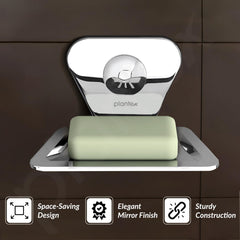 Plantex Pyramid Stainless Steel Soap Dish/Soap Stand/Bathroom Soap Holder/Soap Case Bathroom Accessories (Chrome)-2