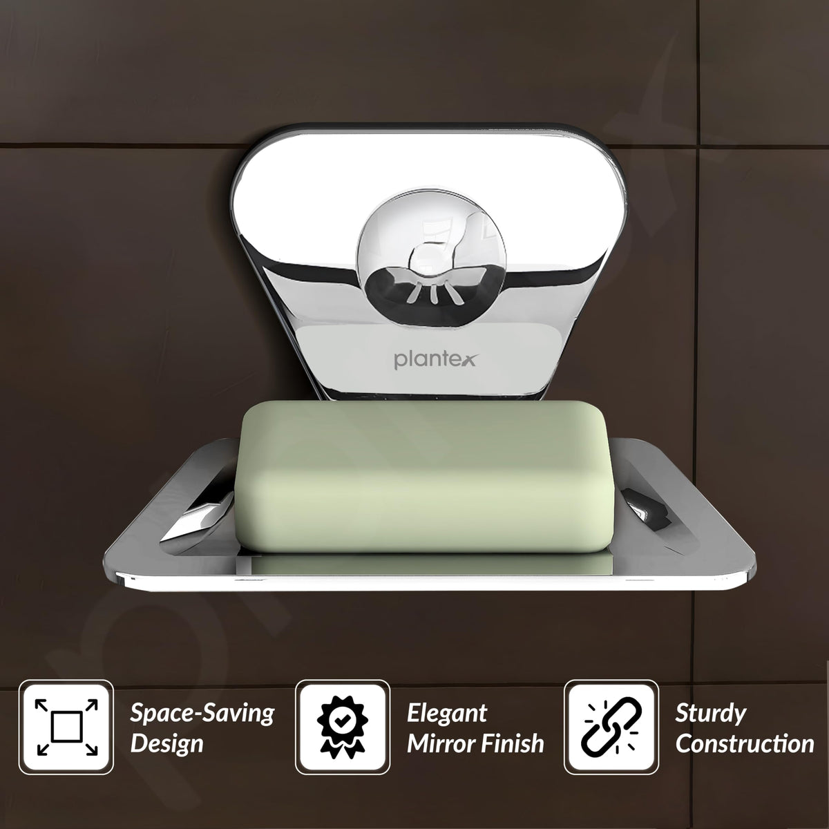 Plantex Pyramid Stainless Steel Soap Dish/Soap Stand/Bathroom Soap Holder/Soap Case Bathroom Accessories (Chrome)-2