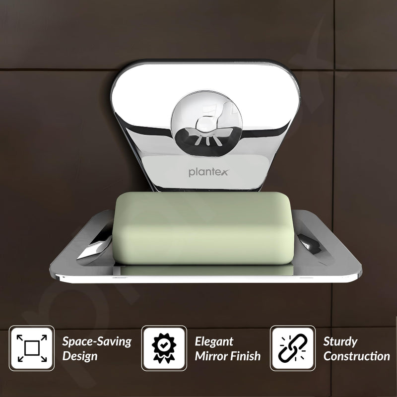 Plantex Pyramid Stainless Steel Soap Dish/Soap Stand/Bathroom Soap Holder/Soap Case Bathroom Accessories (Chrome)-2