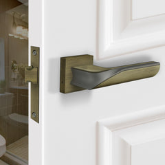 Plantex Heavy Duty Door Lock Bathroom Door Lock/Mortise Keyless Handle Set for Home/Bathroom/Store Room/Balcony/Office with Baby Latch (7086 “ Brass Antique/Satin Black)-1