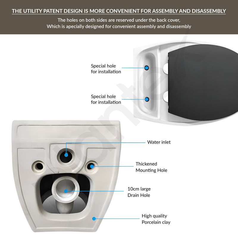 Plantex Imported Commode/Ceramic Wall Hung Commode/Rimless Washdown Western Toilet with Soft Closing Toilet Seat - P Trap Outlet (White and Black)-4