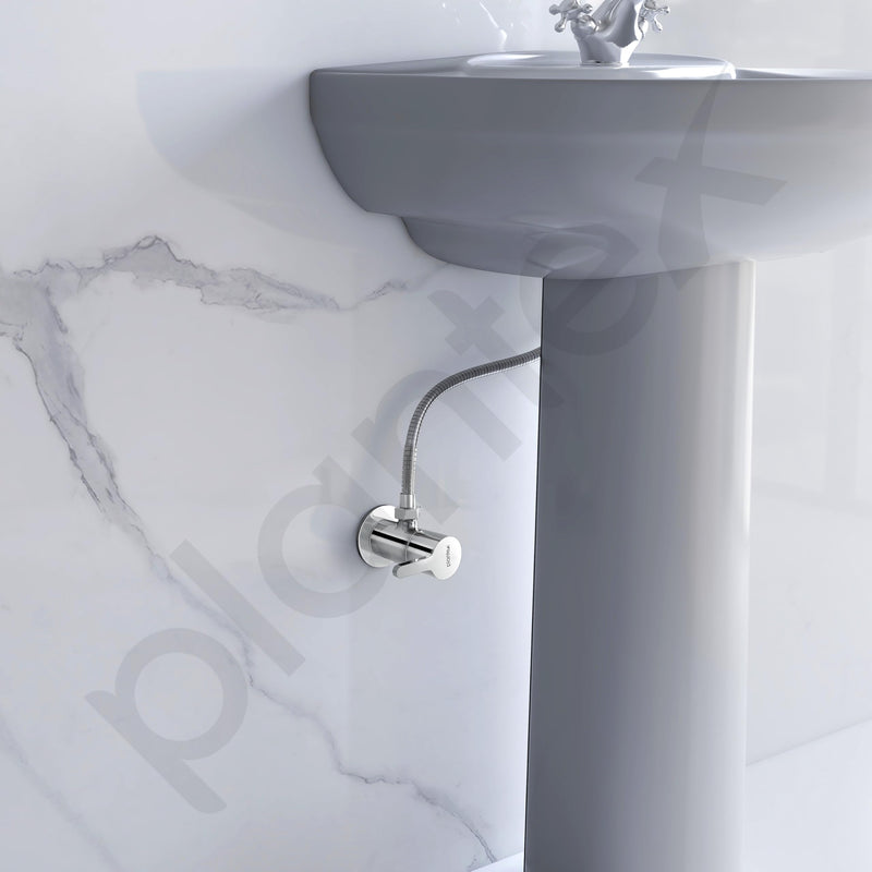 Plantex Pure Brass Single Lever Angle Cock for Bathroom/Wash Basin/Single Way Cock with Teflon Tap for Kitchen/Kitchen and Bathroom Accessories (ORE-1404, Chrome)-2