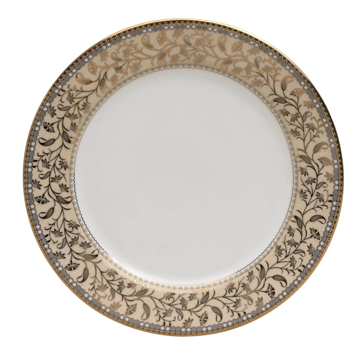 Clay Craft Fine Ceramic Ebony Dinner Set, Enchanting Gold, for Family of 4, Dinner Set Ceramic, Crockery Set, Dining Set for Dinner, Crockery Set for Gift, Kitchen Set (16 Pieces, E649)