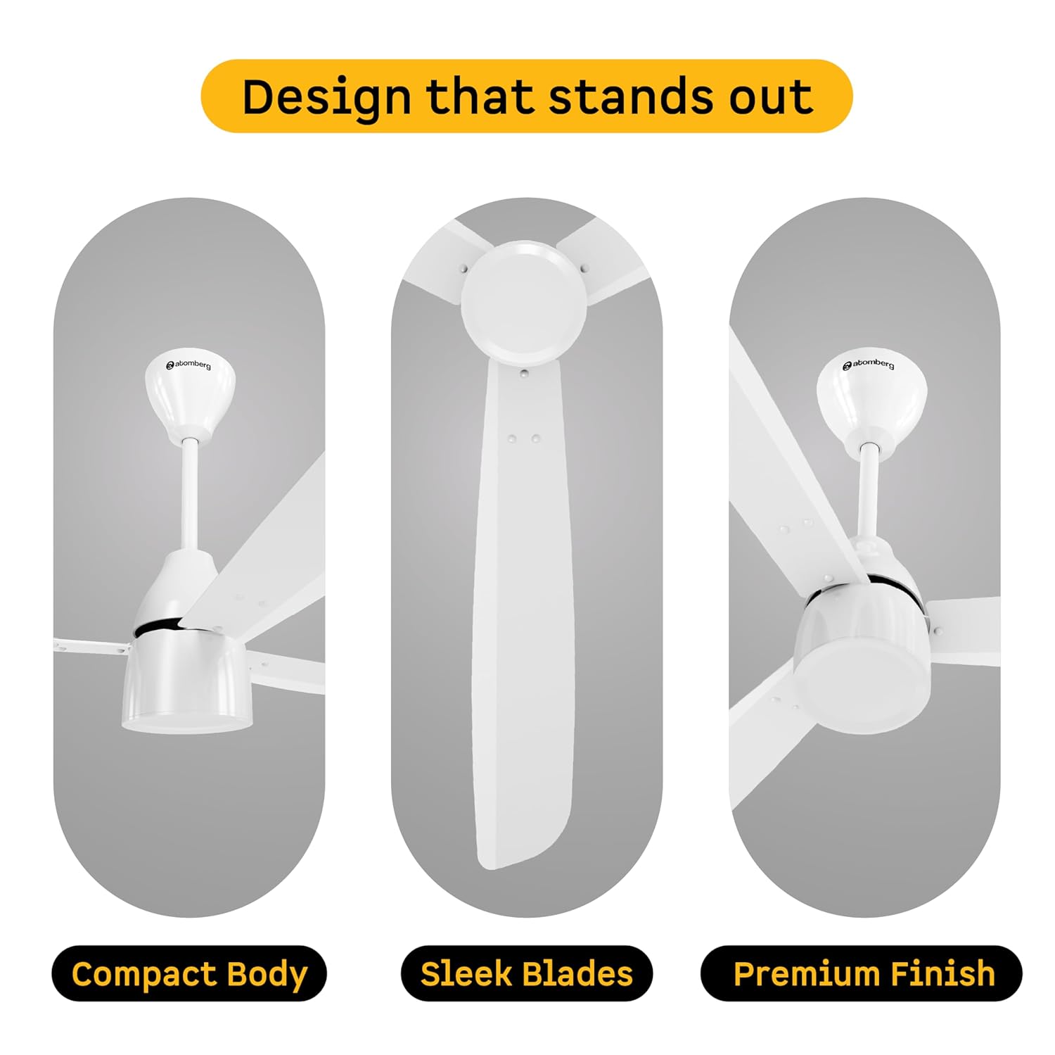 atomberg Renesa Prime 1200mm BLDC Ceiling Fan | Compatible with Step Regulator | BEE 5 star | High Air Delivery | Low Noise | Sleek Design | Power Saving | 3 Year Warranty| Gloss White