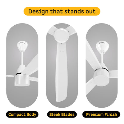 atomberg Renesa Prime 1200mm BLDC Ceiling Fan | Compatible with Step Regulator | BEE 5 star | High Air Delivery | Low Noise | Sleek Design | Power Saving | 3 Year Warranty| Gloss White