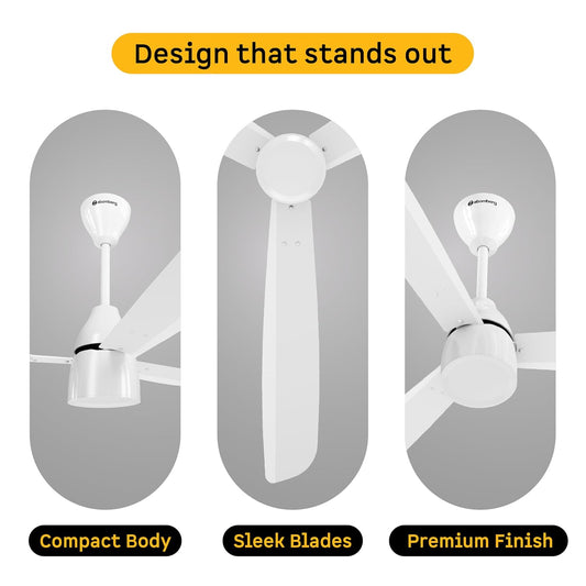 atomberg Renesa Prime 1200mm BLDC Ceiling Fan | Compatible with Step Regulator | BEE 5 star | High Air Delivery | Low Noise | Sleek Design | Power Saving | 3 Year Warranty| Gloss White
