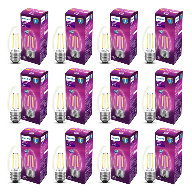 Philips 4-watt Filament Candle LED Bulb (Pack of 12) (White, B0C9ZQLZR2)