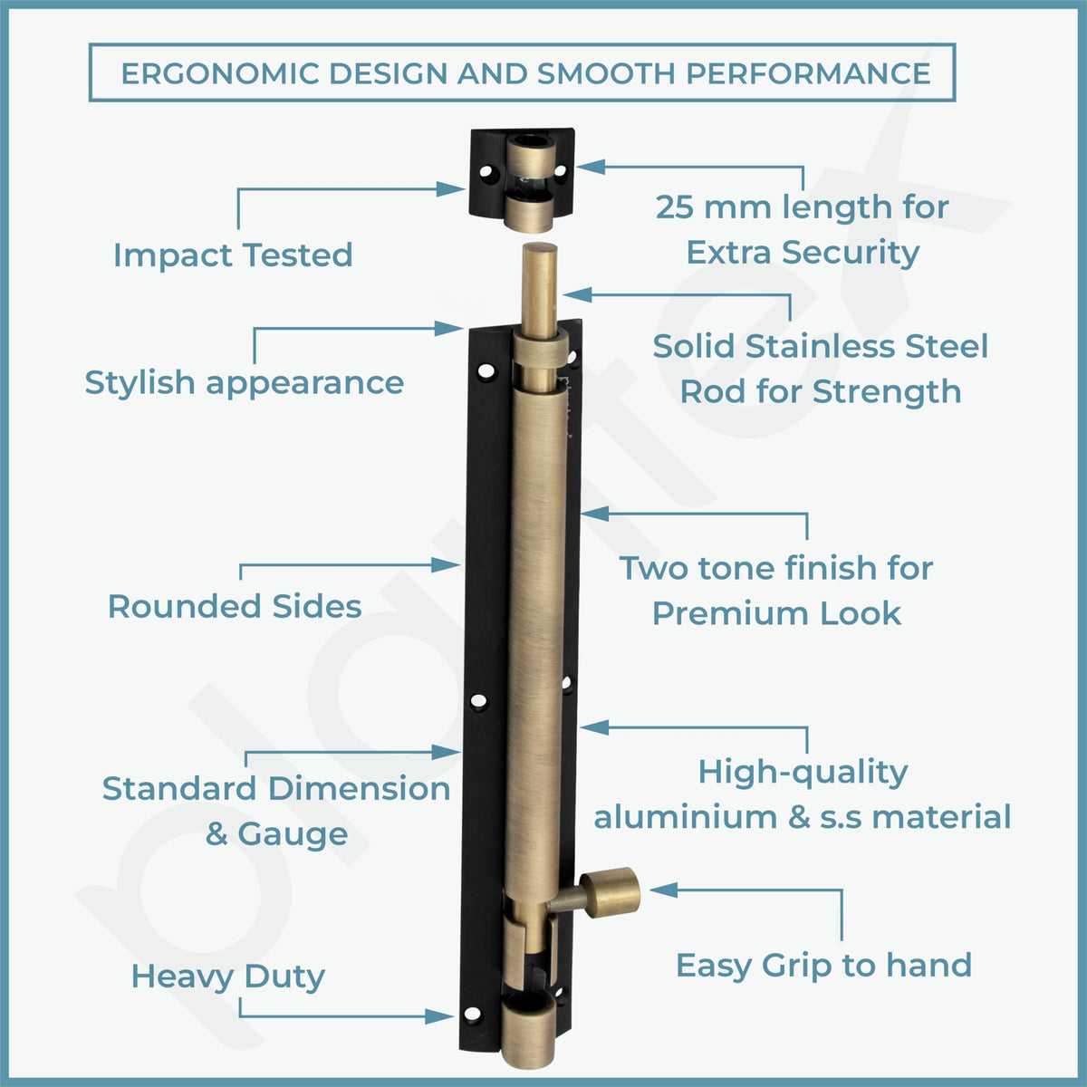 Plantex Stainless Steel 8-inch Tower Bolt/Tower Bolt for Home,Offices Doors and Windows/Tower Bolt for Main Door/Wardrobe Door Latch/Kundi/Chitakini/Door Latch - Pack of 1 (703, Brass Antique)-4