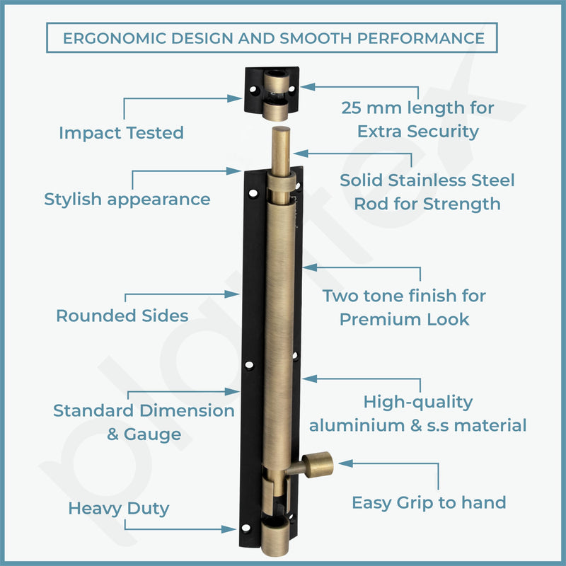 Plantex Stainless Steel 8-inch Tower Bolt/Tower Bolt for Home,Offices Doors and Windows/Tower Bolt for Main Door/Wardrobe Door Latch/Kundi/Chitakini/Door Latch - Pack of 1 (703, Brass Antique)-4