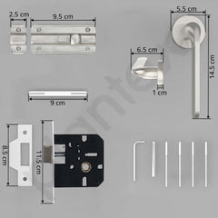 Plantex Brass Pearl Mortice Door Lock for Balcony and Bathroom Door Lock/Keyless Handle Set with Baby Latch (7060 - Matt Finish)-3