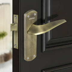 Plantex Heavy Duty Door Lock “ Bathroom Door Lock/Mortise 8inch Keyless Plate Handle Set for Home/Bathroom/Storeroom/Balcony/Office with Baby Latch (8128- Brass Antique)-4