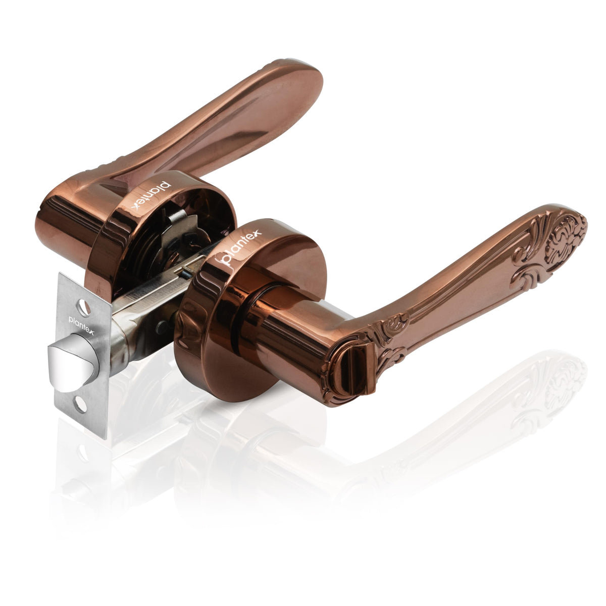 Plantex Heavy-Duty Door Lock - Bathroom Door Lock/Mortise Keyless Handle Set for Home/Bathroom/Balcony/Store Room - (DTM-628, Rose Gold)