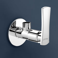 Plantex Pure Brass Angular Stop Cock/Stop Cock for Bathroom/Angular Valve for Wash Basin Connection with Brass Wall Flange & Teflon Tape - Pack of 1 (3505, Chrome)-1