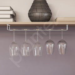 Plantex Stainless Steel Wine Glass Rack/Holder Upside Down Glass Hanging Organizer/Glass Hanging Stand for Pubs/Kitchen/Bars - (Single Line - L20 x W4.5 Inches), Tiered Shelf-6