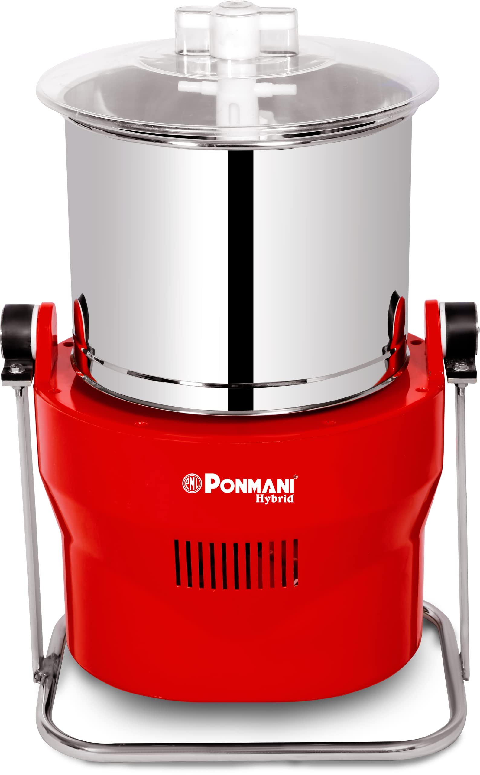 Ponmani Hybrid Commercial Tilting Wet Grinder (10 Litre) - Stainless Steel, Red