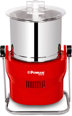 Ponmani Hybrid Commercial Tilting Wet Grinder (10 Litre) - Stainless Steel, Red
