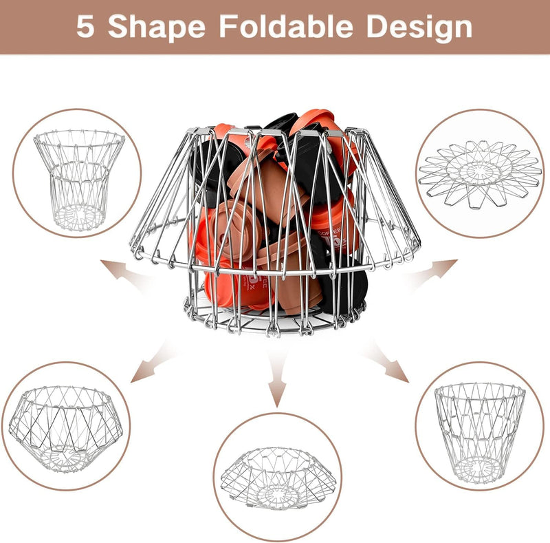 Plantex Stainless Steel Vegetable & Fruit Bowl for Kitchen/Foldable Fruit Basket for Dining Table/Stylish Home Dcor Storage Basket-(8 Shapes, 1 L, Oval Shap)-3