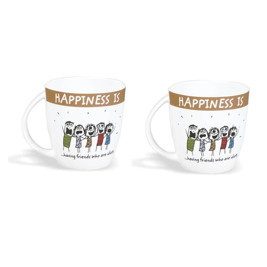 Clay Craft Happiness is Having Friends Mug Set of 2