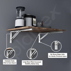 Plantex Heavy Duty 24 Inch Foldable Shelf Bracket/Stainless Steel Multipurpose Bracket/L Bracket/Space Saving Wall Bracket/Folding Table Bracket for Home & Office (Pack of 2, Chrome)-4