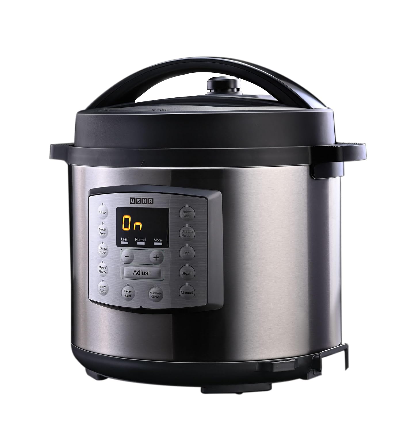 Usha iChef 6 Litre Electric Pressure Cooker | 1000W | 10 Indian Preset Menu | Keep Warm Fuction | Delay Timer | Slow Cooker | Automatic Rice Cooker, Steamer & More (Stainless Steel)|