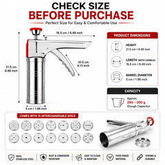 Kitchen Press Sev Sancha Machine | Murukku Maker | Chakli Maker | Idiyappam Press | Sev Bhujiya Gathiya Maker | Stainless Steel Snacks Maker for Farsan Namkeen Noodles Cookies