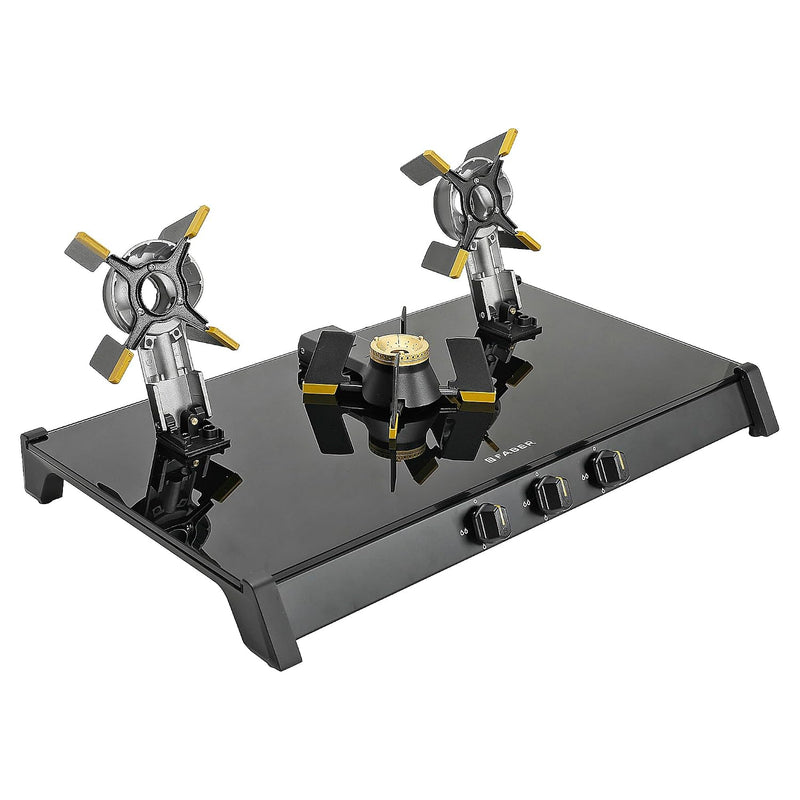 Faber Liftable Burners Freestanding Cooktop | Genius 753 Bk | 75Cm Width | Brass Burners | Manual Ignition | Abs Knobs |