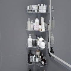 Plantex Self Adhesive Corner Shelf for Wall/Stainless Steel Bathroom Shelf/Kitchen Corner Shelf/Bathroom Organizer Without Drill-Pack of 4 (Chrome)-1