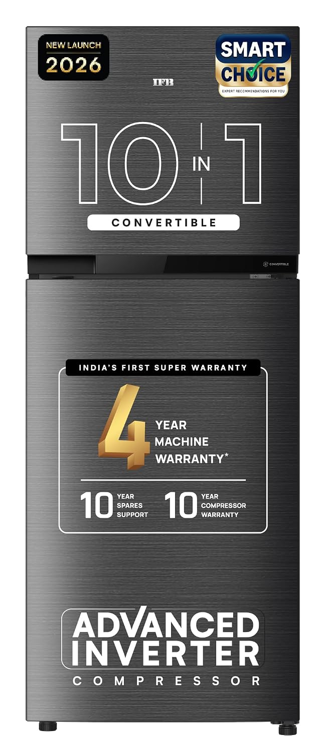 IFB Smart Choice 241L 3Star 10 in 1 Convertible,Advanced Inverter Frost-Free Double Door Refrigerator with 30 Hrs Cooling Retention,Freezer LED &4 (IFBFF-291CYOSETM)-1