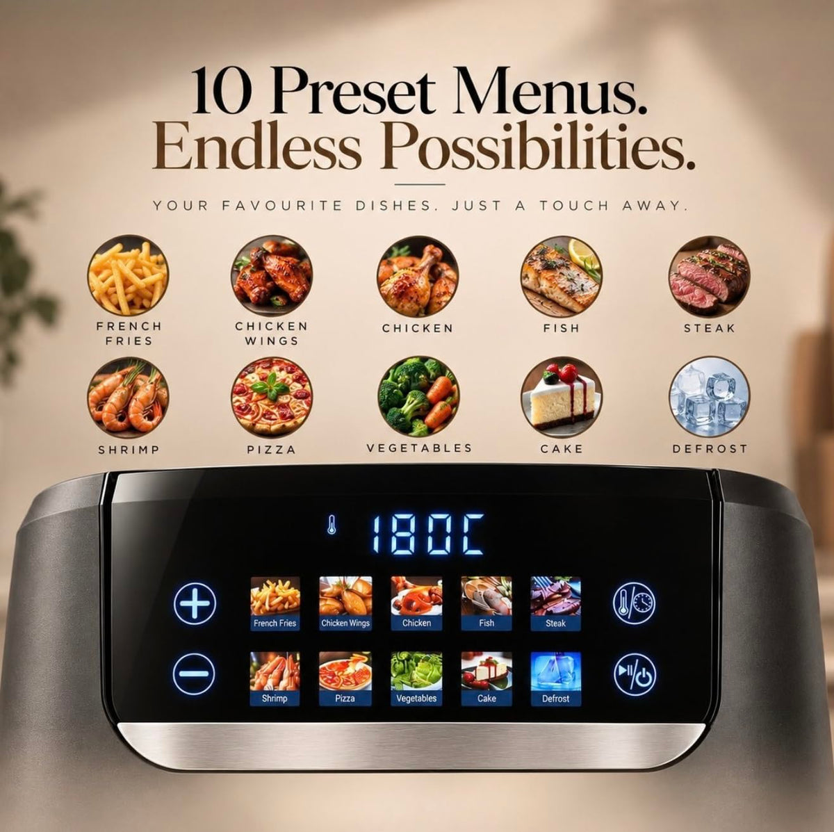 Faber 6.0L 1700W Dual Heater Digital Air Fryer | Fry, Bake, Roast | 85% Less Oil,360 hot air circulation | 10-Preset Men