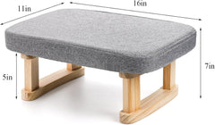 Small Footstool Ottoman, Rectangle Fabric Foot Stool Rest with Wooden Legs and Non-Slip Soft Padding, for Couch