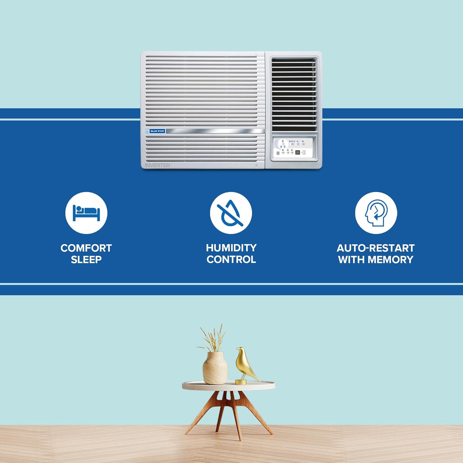 Blue Star 2 Ton 3 Star Inverter Window AC (Copper, Turbo Cool, Fan Modes-Auto/High/Medium/Low, Hydrophilic Blue Fins, Dust Filters, Self-Diagnosis, WIE324L, White)