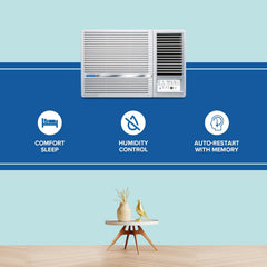 Blue Star 2 Ton 3 Star Inverter Window AC (Copper, Turbo Cool, Fan Modes-Auto/High/Medium/Low, Hydrophilic Blue Fins, Dust Filters, Self-Diagnosis, WIE324L, White)
