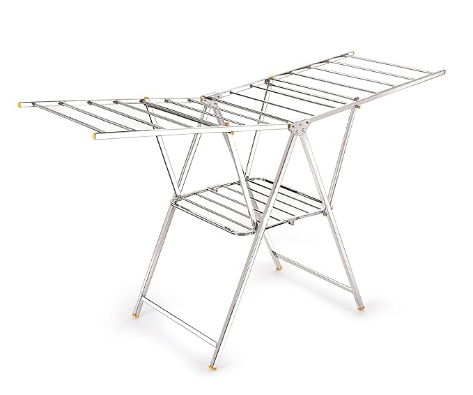 Priya Heavy Duty Rust-Free Stainless Steel Foldable Storage Cloth Drying Stand/Clothes Dryer Stands/Laundry Racks with for Indoor/Outdoor/Balcony (Butterfly Model) (L- 64 inch * W-20 inch * H-36 inch)