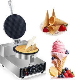 MAZORIA Waffle Cone Maker with Roll Mold Non-Stick Plates, Quick & Easy Cone Making with Temperature & Timer Control