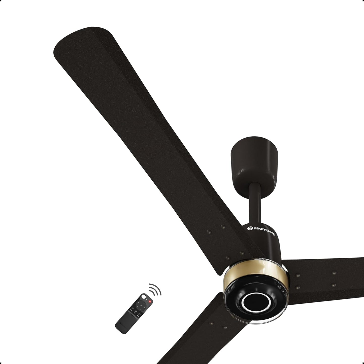 atomberg Renesa Elite Smart 1200mm Voice Enabled BLDC Ceiling Fan with Remote Control | BEE 5 star | High Air Delivery with Moonbeam LED Light | Designer Fan | 5 Year Warranty | Ritz Blue