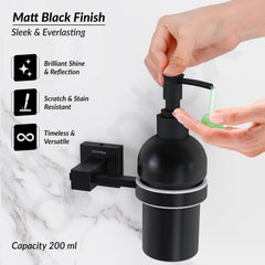 Plantex 304 Grade Stainless Steel Hand Wash Holder for Wash Basin Liquid Soap Dispenser/Bathroom Accessories - Splash (Black)-5