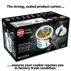 Hawkins Triply 2 Litre Classic Pressure Cooker, Triply Stainless Steel Induction Inner Lid & Small Cooker, Silver (SSTCL20)