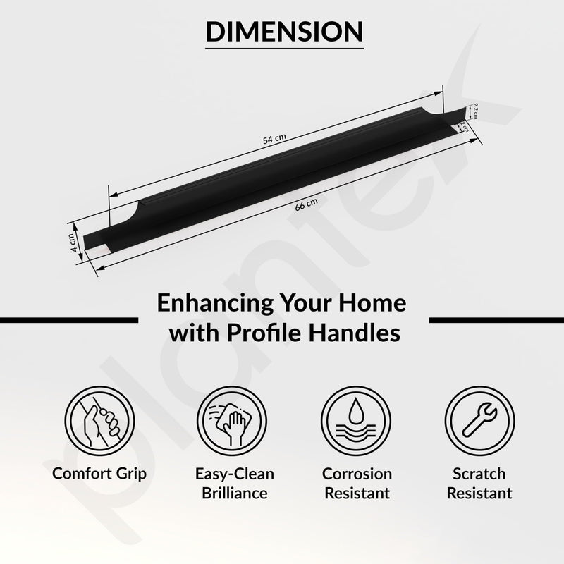 Plantex Profile Handle for Kitchen Cabinet/26 Inch Aluminium Drawer Profile Handle/Wardrobe Pull Handle for Home/Office/Hotel - Pack of 1 (Black) (Model APS-PF-1003)-3