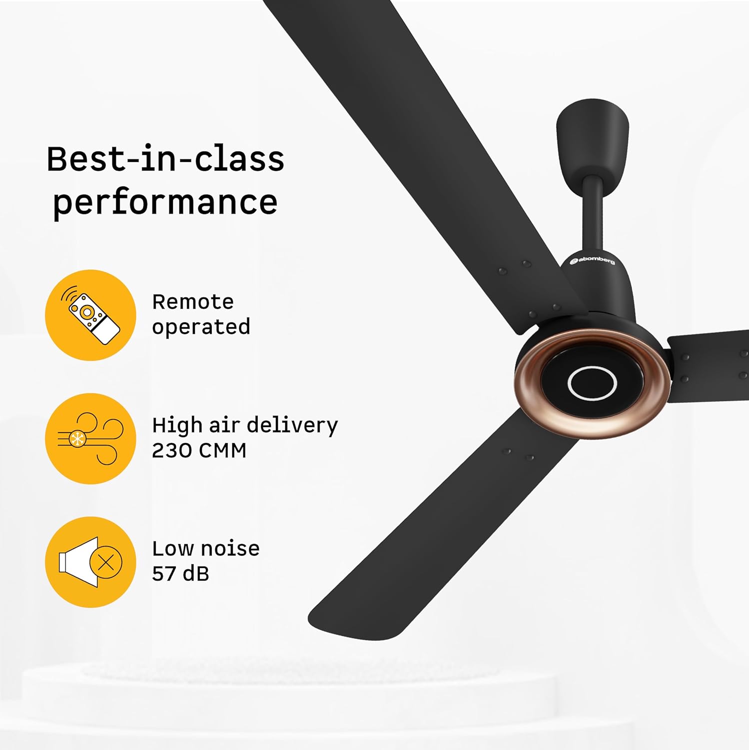 atomberg Studio Nexus 1200mm BLDC Ceiling Fan with IoT & Remote Control | BEE 5-star | New Blade Design | High Air Delivery with Moonbeam Light | Low noise | 5 Year Warranty | Midnight Black
