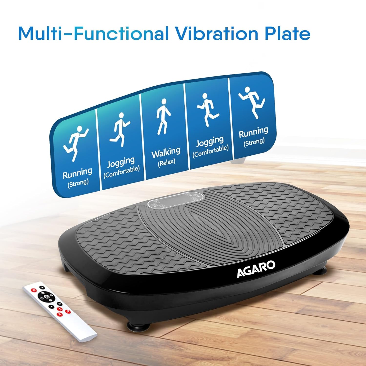 AGARO Royal 3D Vibration Plate Massager, Home & Gym Workout Machine For Muscle Toning, Calorie Burning, Massaging, Weight Loss, Pain Relief & Comes With 5 Program Mode With Remote,2 Balance Straps