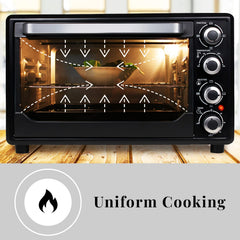 Faber 60L 2200W OTG | Bake, Toast, Roast, Grill | 4 Heating Functions, Upper & Lower Heating, Rottisserie, 360° Convection| Indicator Light, Auto Shut-Off, Ready Bell | Removable Crumb Tray | (Black)
