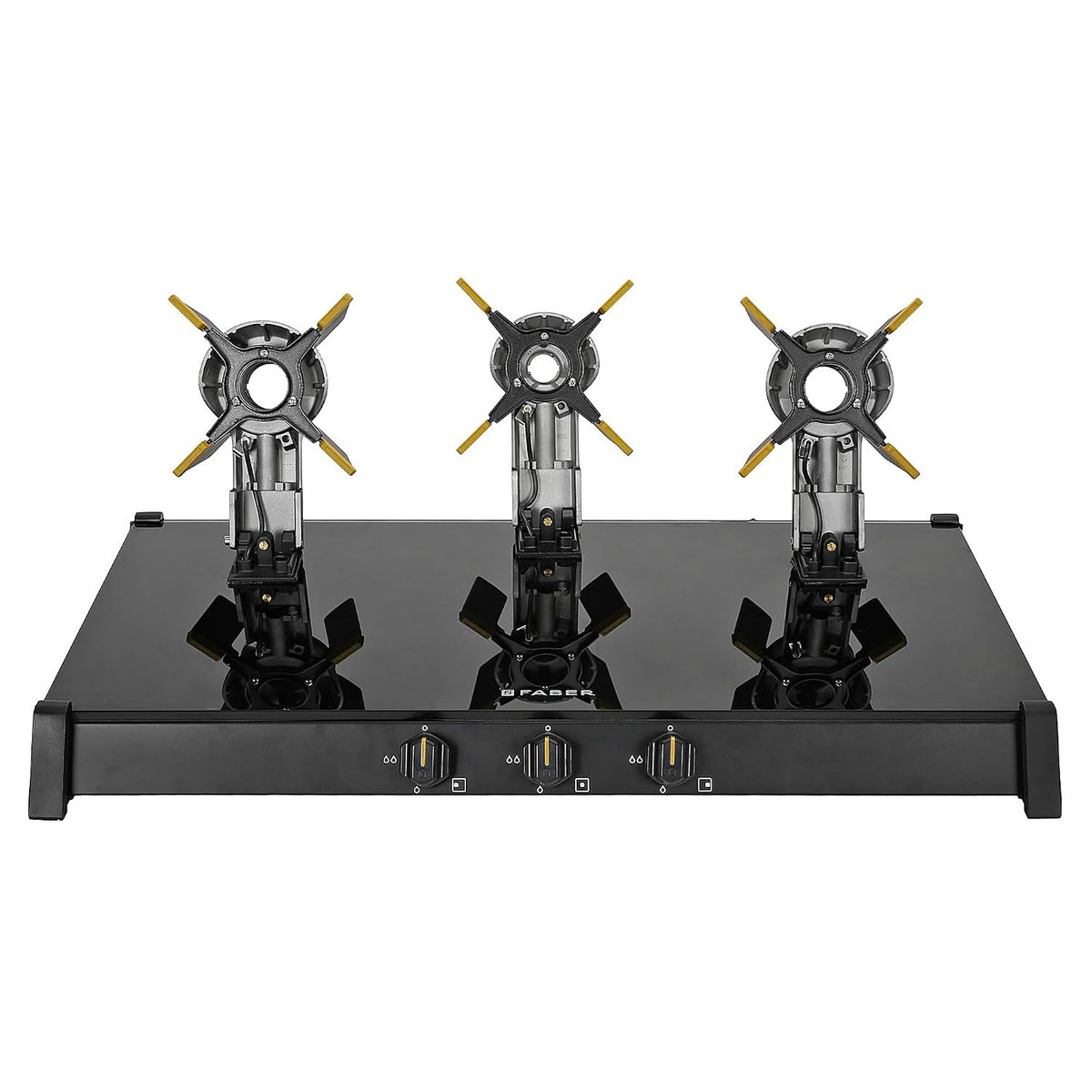 Faber Liftable Burners Freestanding Cooktop|Genius 753 Ai Bk|75Cm Width|Brass Burners|Manual Ignition|Abs Knobs|Pan Supp