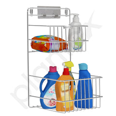 Plantex Self Adhesive Shelf/Stainless Steel Bathroom Detergent Holder/Bathroom Organiser Without Drill/Under The Sink Detergent Holder/Multipurpose Shelf (Large,Chrome)-6