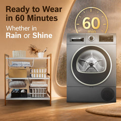 Bosch 9 kg Front Load Fully-Automatic Heat Pump Tumble Dryer, 100% Drying, 5 Drying Options, Reduces 99.9% Allergens, Re