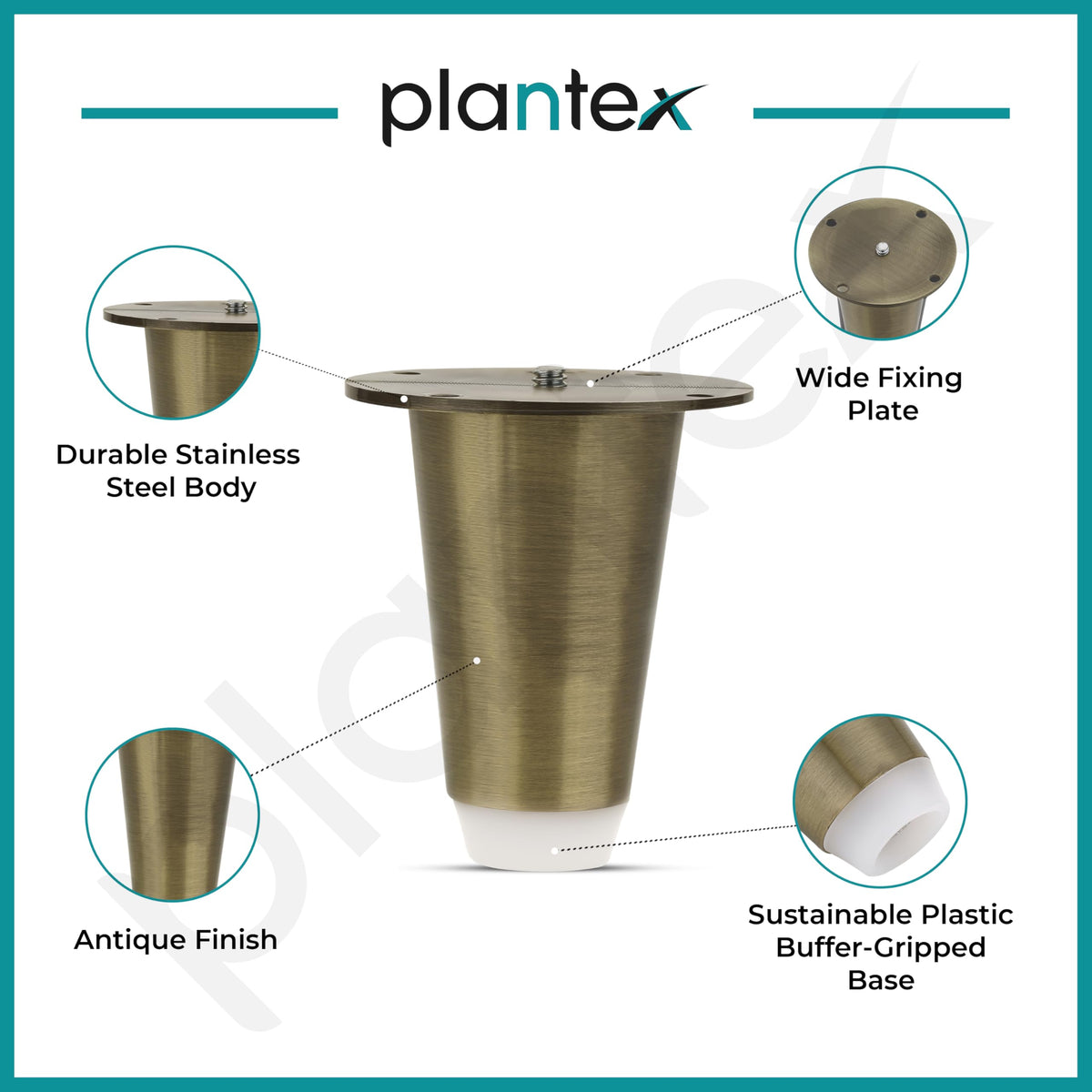 Plantex Heavy Duty Stainless Steel 3 inch Sofa Leg/Bed Furniture Leg Pair for Home/Furniture Sofa Legs for Table/Support Legs/Furniture Leg (Brass Antique) Set of 4 Pcs-4
