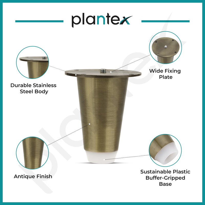 Plantex Heavy Duty Stainless Steel 3 inch Sofa Leg/Bed Furniture Leg Pair for Home/Furniture Sofa Legs for Table/Support Legs/Furniture Leg (Brass Antique) Set of 4 Pcs-4