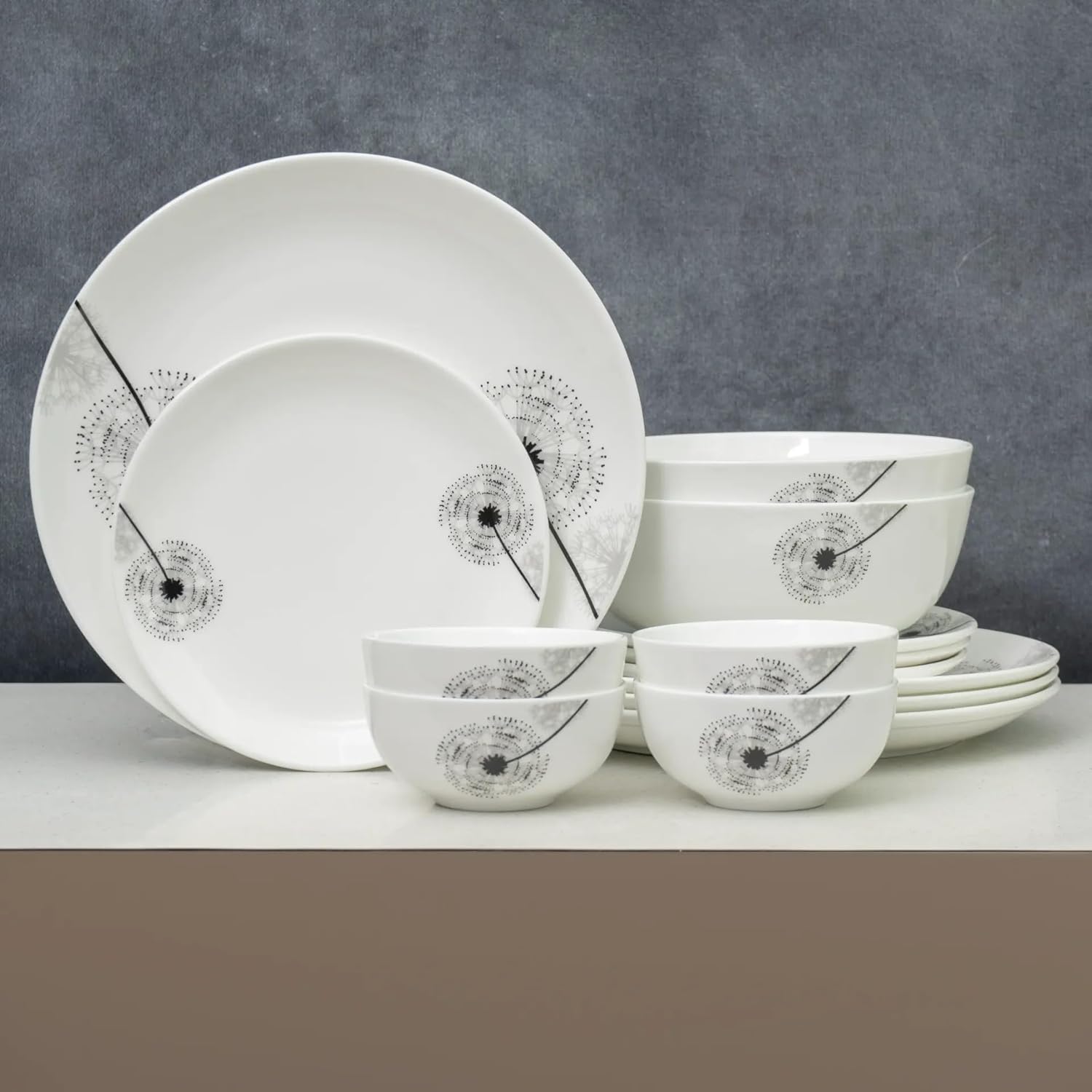 Clay Craft Fine Ceramic Eco Dinner Set, Enchanting Gold - 14 Piece, Family of 4, Dining Set - Gift Ready