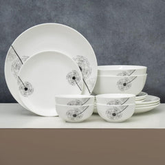 Clay Craft Fine Ceramic Eco Dinner Set, Enchanting Gold - 14 Piece, Family of 4, Dining Set - Gift Ready