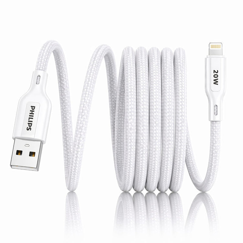 Philips DLC4150VW/94 20W iPhone Original Type-A to Lightning Fast Charging Cable (1.5m, Bright White)